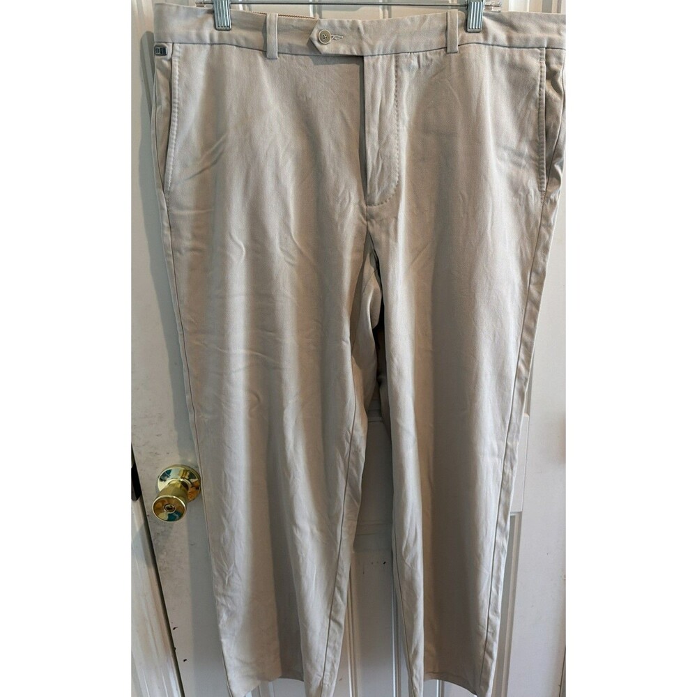 Tommy Bahama Pants Mens 38x32 Khaki Brown Silk Blend Flat Front Chino Pockets